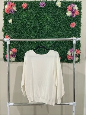 Cream Crew Neck Sweater - Lightweight Everyday Pullover